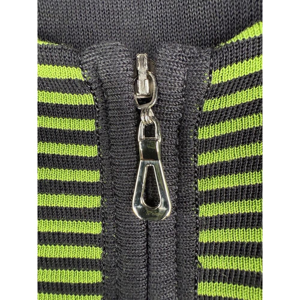 Misook Zip Front Cardigan Womens Sz L‎ Green Black Stripe Contemporary Mature - Picture 4 of 10